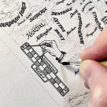 Yorkshire Dales Map Hand Drawn Fine Art Print, 6 of 12