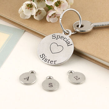Gift For Special Sister Round Pewter Keyring, 2 of 4