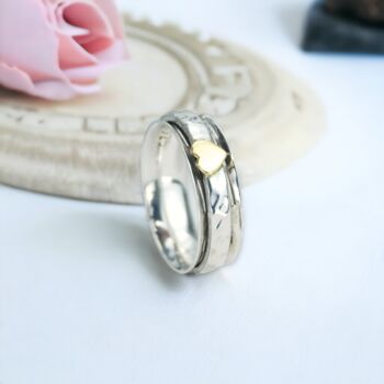 Personalised Heart Spinner Ring In Sterling Silver, 3 of 12