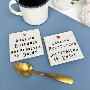 Husband To Daddy Ceramic Coaster Pregnancy Reveal Gift, 2 of 10
