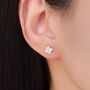 Dainty Flower Stud Earrings In Sterling Silver, thumbnail 2 of 12