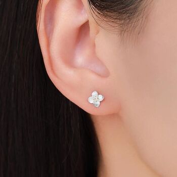 Dainty Flower Stud Earrings In Sterling Silver, 2 of 12