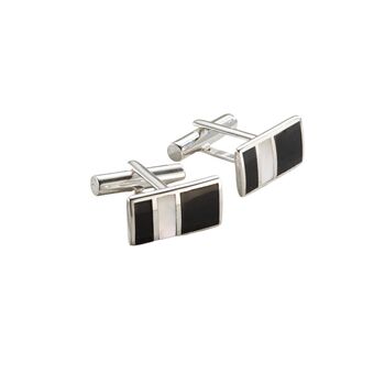 Personalised Black Onyx And Mother Of Pearl Cufflinks, 4 of 6