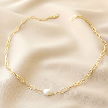 Gold Plated Cable Chain And Pearl Necklace, 3 of 4