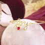 Joy Script Bracelet With Birthstone Heart Detail, thumbnail 2 of 9