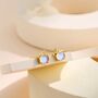 Sterling Silver Moonstone Star Stud Earrings, thumbnail 3 of 11