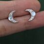 Crescent Moon And Mermaid Crystals Stud Earrings, thumbnail 3 of 12