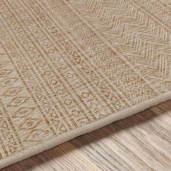 Round Indoor And Outdoor Boho Brown Rug, 5 of 6