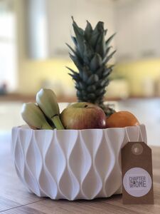 Modern Graphite Minimalist Fused Glass Fruit Bowl. Designer Centerpiece  Fruit-Bowl XXL