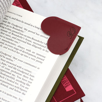 Personalised Leather Heart Page Corner Bookmark, 4 of 12