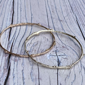 Solid Gold Stackable Rose Twig Bangle, 6 of 12