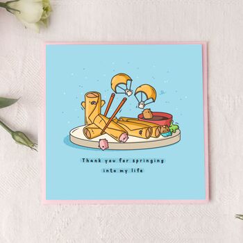 Cute Spring Rolls Greetings Card, 3 of 9