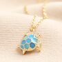 Blue Turtle Pendant Necklace In Gold, thumbnail 1 of 4