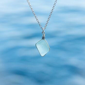 Cornish Sea Glass Pendant Aqua, 4 of 8
