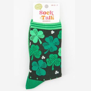 Women's Lucky Irish Shamrock Bamboo Socks, 4 of 4