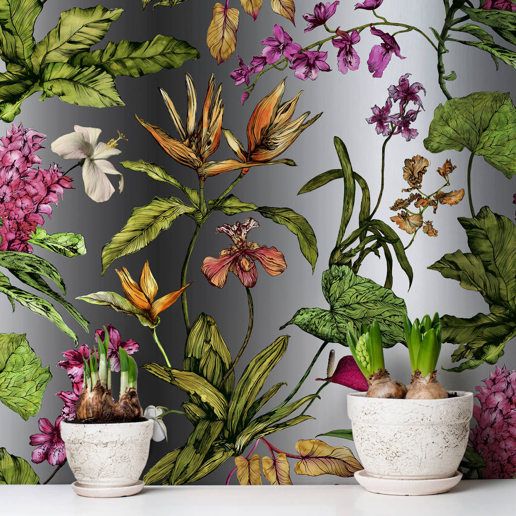 Tropical Hothouse Botanical Wallpaper By Terrarium Designs EB6