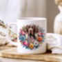 Personalised Liver And Black Shorthaired Pointer Summer Floral Dog Wreath Cushion And Mug Bundle, thumbnail 3 of 4