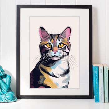 Tabby Cat Head And Shoulders Portrait Illustration Art Print, 3 of 3