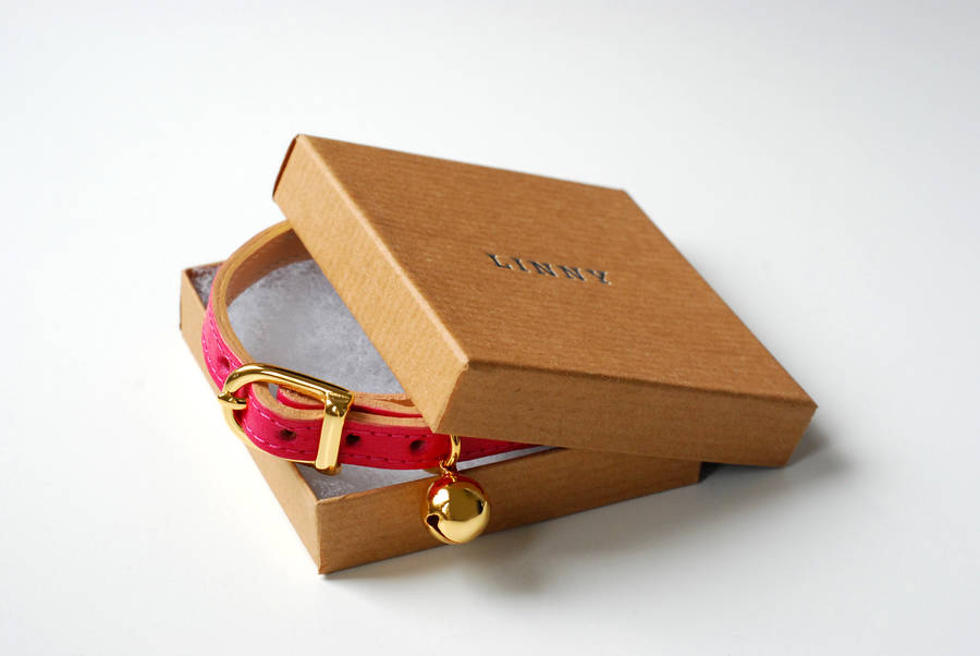 white leather cat collar with multicoloured crystals by linny