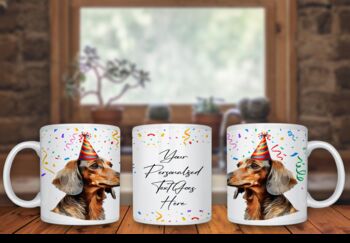 Personalised Dachshund Birthday Congratulations Party Mug, 2 of 2