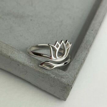 Sterling Silver Lotus Blossom Ring, Bohemian Jewellery, 5 of 10