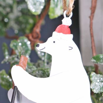 Skiing Polar Bear Christmas Tree Decoration, 2 of 3