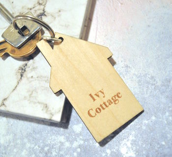 Personalised Wooden House Name Keyring, 2 of 3