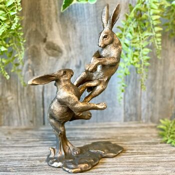 wooden hare sculpture