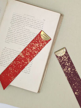 Personalised Splash Print Leather And Brass Bookmark, 5 of 6