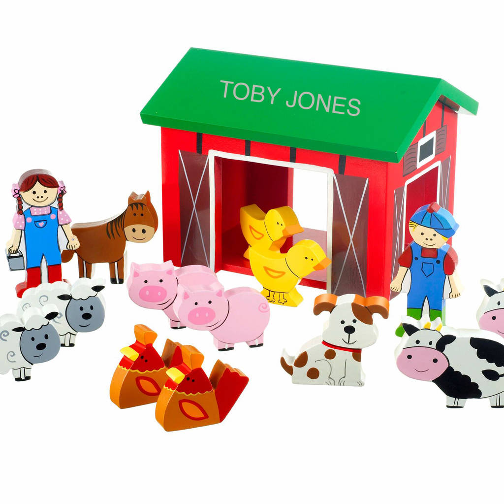 Personalised Wooden Toy Farm Yard Set By Lime Tree London