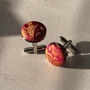 Pink And Orange Silk Brocade Covered Cufflinks, thumbnail 6 of 6