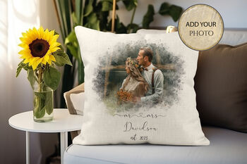 Personalised Wedding Anniversary Photo Cushion, 2 of 2