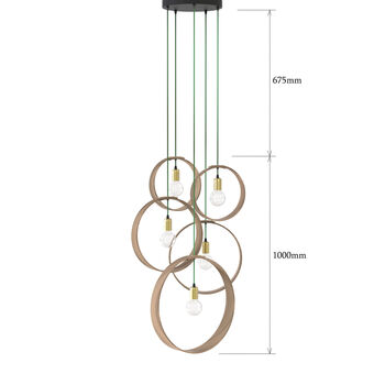 Customisable Five Pendant Wooden Cluster Light, 5 of 9