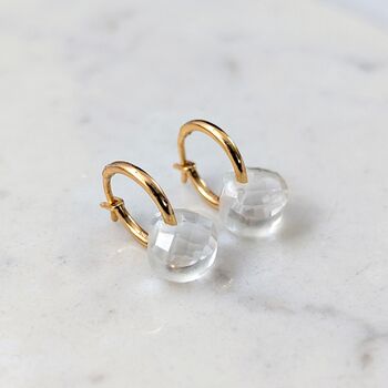 Clear Quartz Teardrop April Birthstone Earrings, 3 of 5