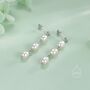 Sterling Silver Genuine Freshwater Pearl Trio Drop Earrings, thumbnail 3 of 11
