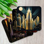 Urban Horizons Art Deco Set Of Four Pu Leather Coasters, thumbnail 3 of 8