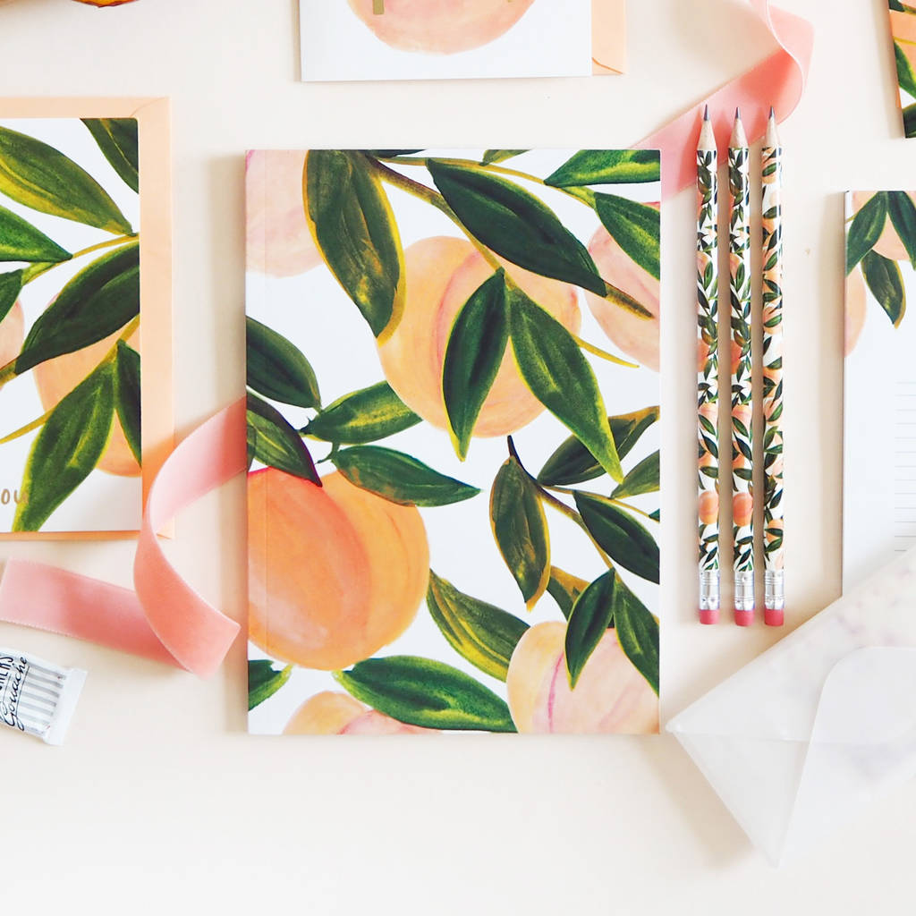 A Peach Patterned Lined Notebook By Annie Dornan Smith Design