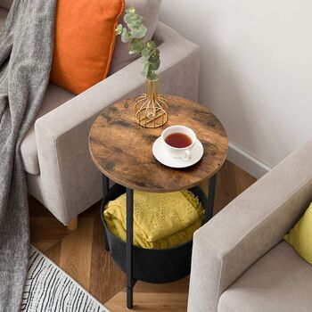 Round Side End Table With Removable Storage Basket, 4 of 9