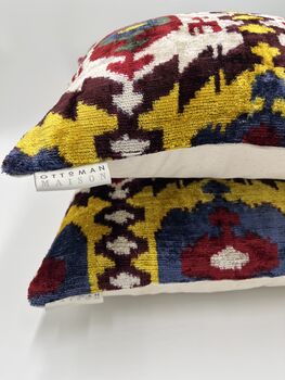 Square Velvet Ikat Cushion Ottoman Classic, 5 of 8