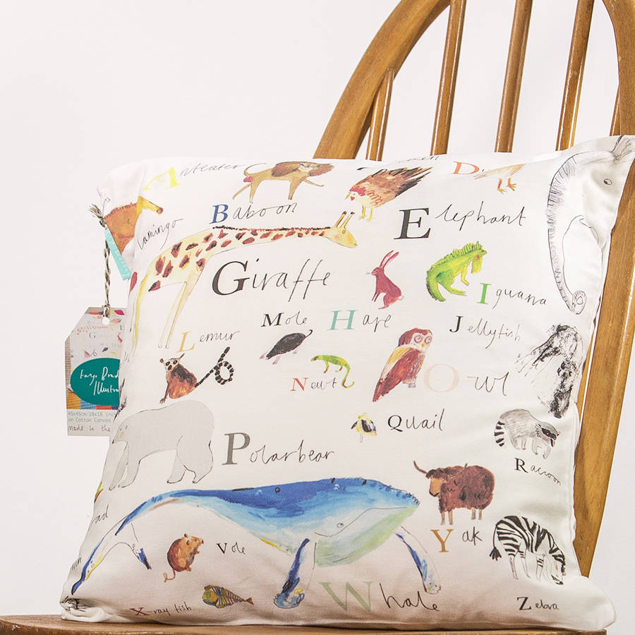 Animal Alphabet Cushion By Faye Bradley Illustration