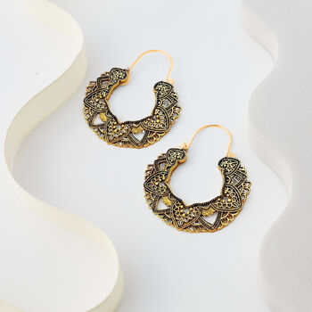 Vintage Boho Floral Hoop Earrings, 6 of 6