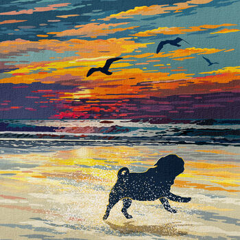 Pug Limited Edition Beach Sunset Gift Print, 7 of 9