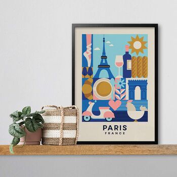 Paris, France. Retro Geometric Travel Print, 2 of 3