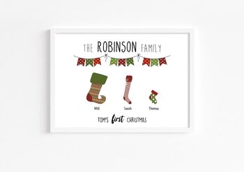 Personalised Christmas Stocking Print, 2 of 6