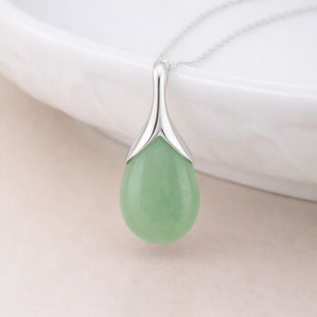 Personalised Sterling Silver Jade Teardrop Pendant Necklace, 4 of 8