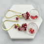 Rose Quartz, Ruby Spinel Gold Earrings, thumbnail 2 of 6