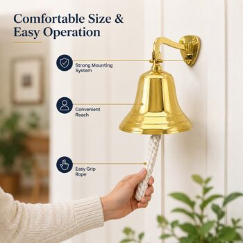Vintage Ship Bell In Solid Brass, 7 of 11