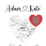 Personalised Engagement Map Print | Gift For Engagement, thumbnail 1 of 7