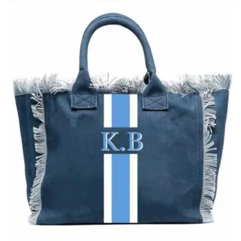 Personalised Annie Stripe Fringe Shoulder Tote Beach Bag, 6 of 12