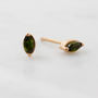 Green Tourmaline Leaf Stud Earrings, thumbnail 3 of 9